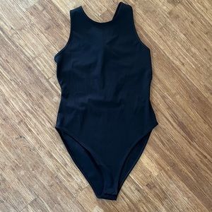 NWOT Zara Black Bodysuit with Mesh Back, Sz L